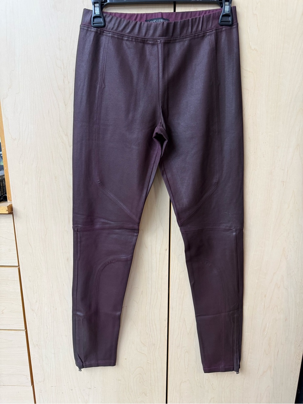 David Lerner Faux Leather Leggings in Deep Plum